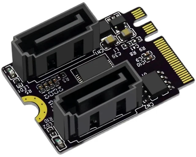 Main image of M.2 (A+E) to Dual-Port SATA 6G Expansion Card M.2 to SATA 3.0 KEY A+E M.2 to SATA Hard Drive Adapter Card Driver-Free Card