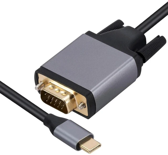 Alt view image 4 of 7 - Type-C To VGA Adapter Aluminum Alloy USB 3.1 Type-C To VGA USB-C Cable Converter USB3.1 HD Screen Cord for MacBook Projector