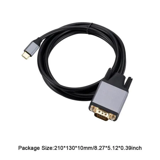 Alt view image 6 of 7 - Type-C To VGA Adapter Aluminum Alloy USB 3.1 Type-C To VGA USB-C Cable Converter USB3.1 HD Screen Cord for MacBook Projector