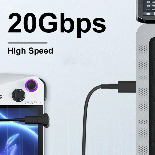 Alt view image 3 of 4 - USB-C To USB-C Adapter PD140W USB C Male Female Adapter 20Gbps 8K@60Hz 180 Degree U-shaped for Rog Ally/NS Switch Console