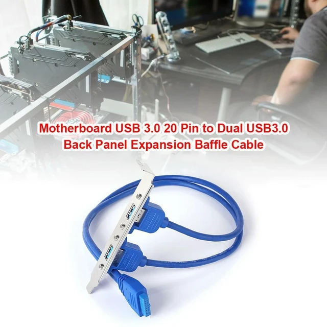 Alt view image 3 of 7 - 20 Pin to Dual USB3.0 Baffle Adapter Cable USB 3.0 Back Panel Expansion Bracket PC Computer Accessories