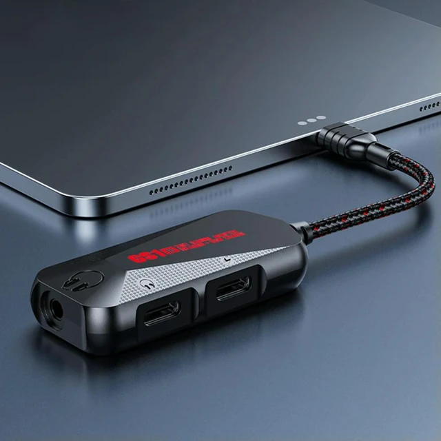 Alt view image 4 of 7 - 3-in-1 Mobile Gaming Sound Card Type-C To 3.5mm Gaming Phone Audio Board Nylon Portable 24Bit 96Hz Hi-Res Accessories