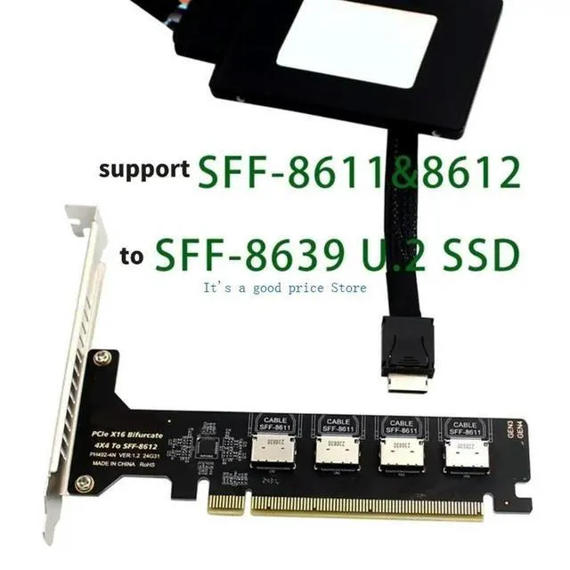 Alt view image 5 of 7 - PCIe X16 To Oculink SFF 8612 SFF 8611 Expansion Adapter Fast For Mainboard Multiple Disk Support PCIE X4X4X4X4