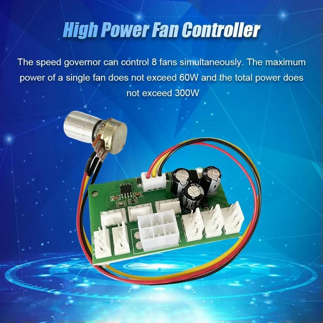 Alt view image 3 of 4 - DC12V Fan Speed Controller 3/4-Wire PWM Fan Controller Board 8-Way High Power Standby 0.015A 25khz for Computer Case Fan