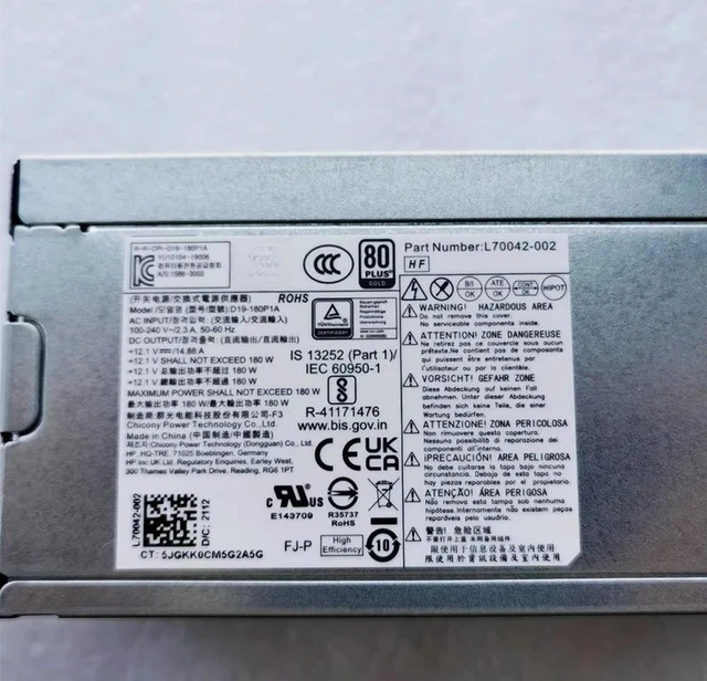 Alt view image 3 of 4 - For Fit 280/288 G6/G8 MT D19-180P1A 180W Gold Power Supply L70042-002-