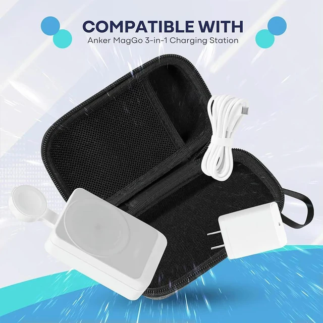 Alt view image 3 of 3 - Hard EVA Carrying Case For Anker MagGo 3-in-1 Charging Station Holder Bag with Mesh Pocket Travel Portable Pouch