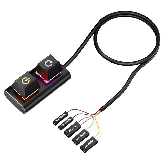 Main image of 2m External Switch Power Button Motherboard Power Switch Extension Cable with LED Light Mechanical Desktop Power Switch for PC