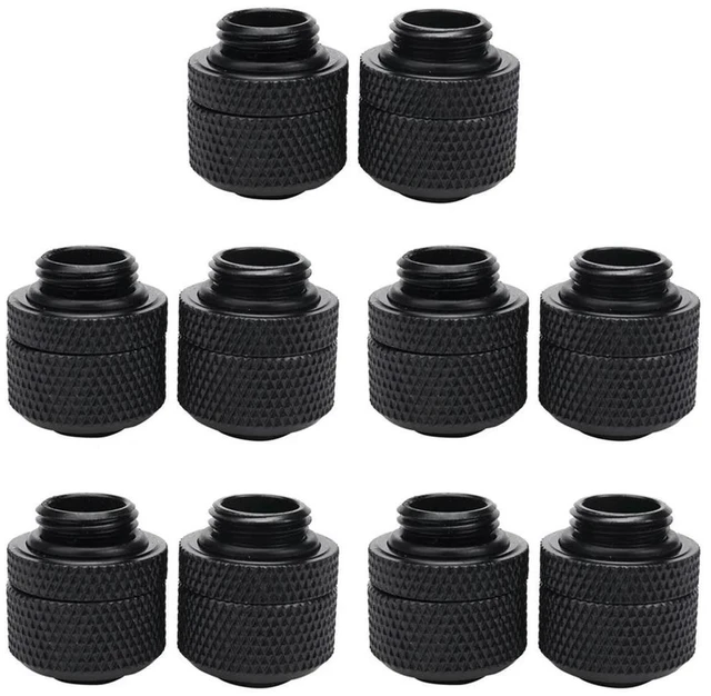 Alt view image 2 of 4 - 10Pc Water Cooling Fittings G1/4 External Thread Pagoda For 9.5X12.7Mm Soft Tube Computer Cooling System Connector Black