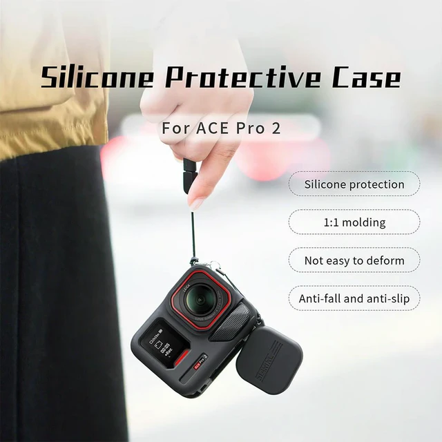 Alt view image 5 of 7 - For Ace Pro 2 Silicone Protective Case Cover Anti-Scratch Frame Case Lens Cap for Ace Pro 2 Action Accessories
