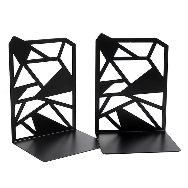 Alt view image 2 of 2 - 1 Pair l Bookends Book Stoppers Hollow Bookends Simple Book Holders Shelf Book End for Library Bedroom
