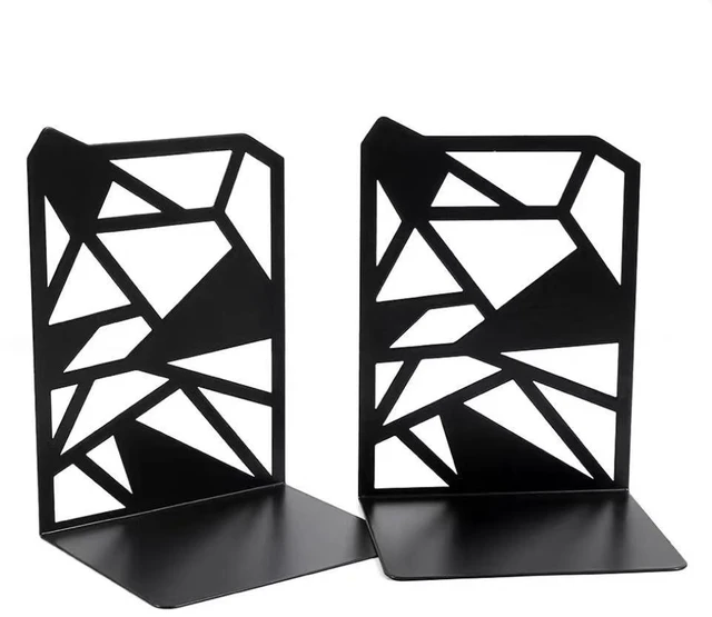 Main image of 1 Pair l Bookends Book Stoppers Hollow Bookends Simple Book Holders Shelf Book End for Library Bedroom