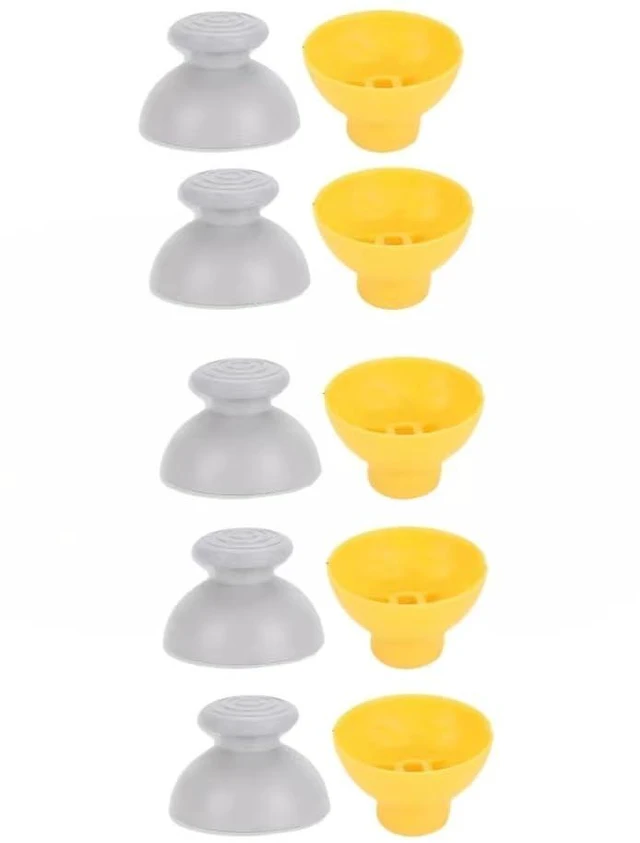 Main image of 10 Pcs Analog Stick Joystick Thumbstick Thumb Cap Replacement for Nintendo Gamecube NGC Controller, Yellow and Grey