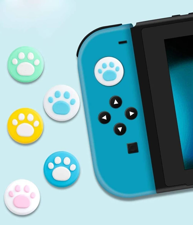 Alt view image 3 of 5 - 2 x Silicone Analog Controller Thumb Stick Joystick Grips Cap for Switch NS & Switch Lite Controller ThumbStick Cute Cat Paw Claw (Blue-White)