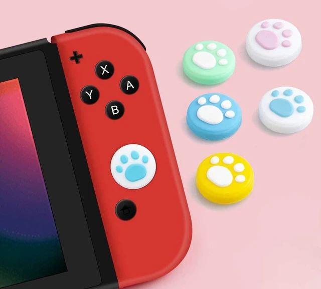 Alt view image 4 of 5 - 2 x Silicone Analog Controller Thumb Stick Joystick Grips Cap for Switch NS & Switch Lite Controller ThumbStick Cute Cat Paw Claw (Blue-White)