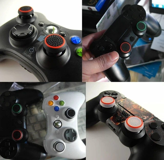 Alt view image 4 of 4 - Silicone Thumb Stick Grip Cap Joystick Thumbsticks Caps Cover for PS4 Xbox One PS3 Xbox 360 PS2 Game Controllers (Black w/White)