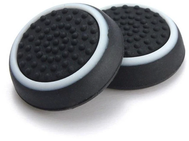 Main image of Silicone Thumb Stick Grip Cap Joystick Thumbsticks Caps Cover for PS4 Xbox One PS3 Xbox 360 PS2 Game Controllers (Black w/White)