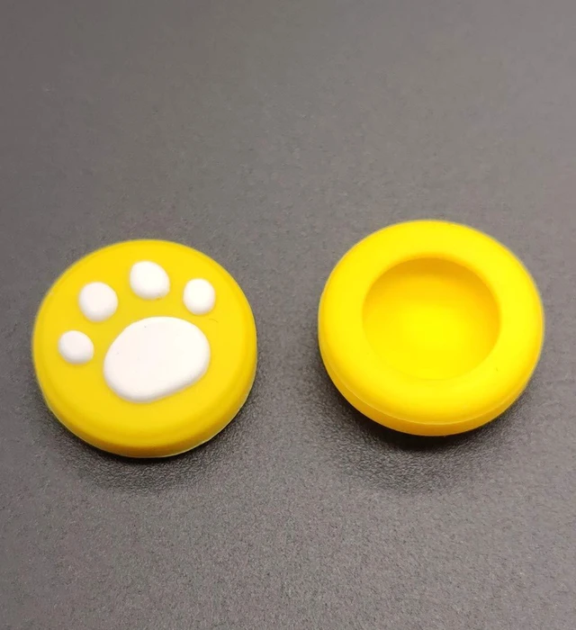 Alt view image 2 of 6 - 2 x Silicone Analog Controller Thumb Stick Joystick Grips Cap for Switch NS & Switch Lite Controller Cute Cat Paw Claw (Yellow-White)