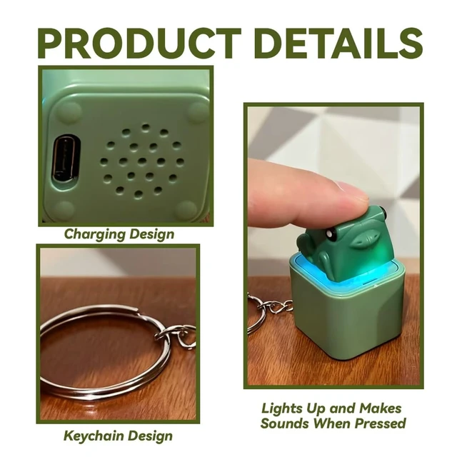 Alt view image 2 of 6 - Duck Quacking Fidget Toy, Rechargeable Quacking Duck Keychain with Sound LED Lights, Duck Fidget Clicker, Fun & Portable Anxiety Relief Toy (Duck)