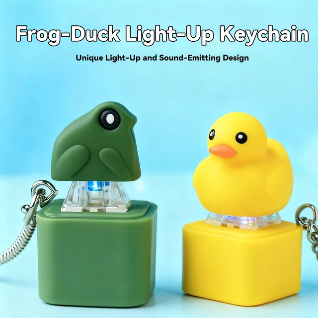 Alt view image 5 of 6 - Duck Quacking Fidget Toy, Rechargeable Quacking Duck Keychain with Sound LED Lights, Duck Fidget Clicker, Fun & Portable Anxiety Relief Toy (Duck)
