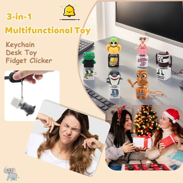 Alt view image 7 of 7 - Brainrot Clicker Fidget, Sound and LED Light | Italian Brainrot Keychain, fun character sounds, colorful LED lights, adult stress relief