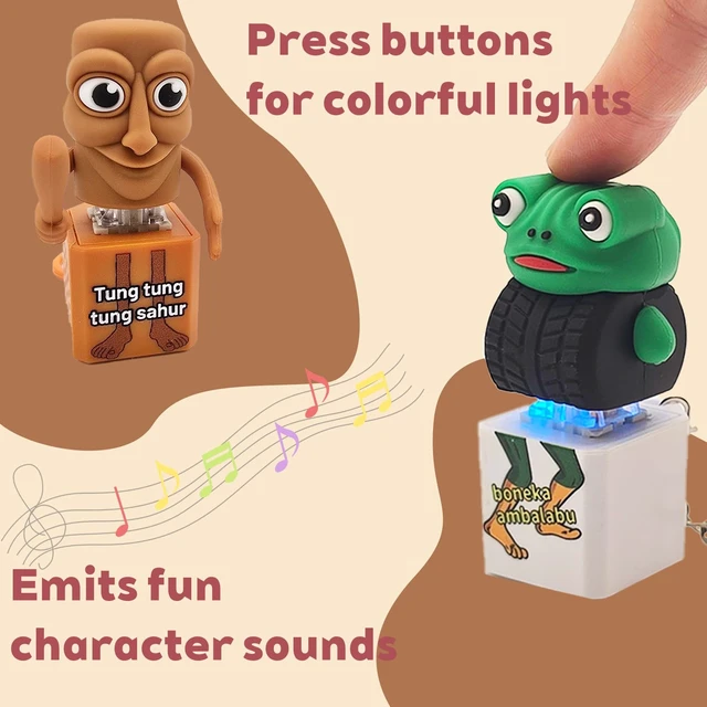 Alt view image 2 of 6 - Clicker Fidget 2 Pack, Sound and LED | Italian Brainrot Keychain, fun character sounds, colorful LED lights, adult stress relief