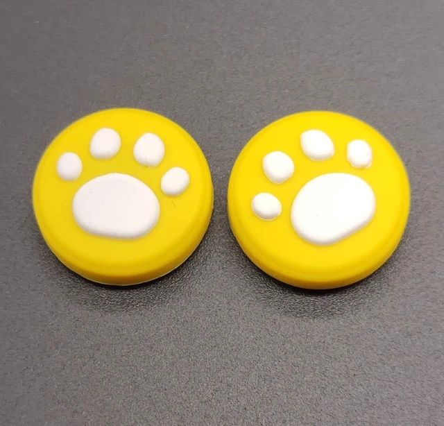 Alt view image 3 of 6 - 2 x Silicone Analog Controller Thumb Stick Joystick Grips Cap for Switch NS & Switch Lite Controller Cute Cat Paw Claw (Yellow-White)
