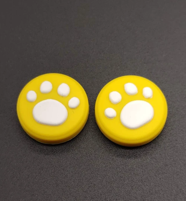Alt view image 6 of 6 - 2 x Silicone Analog Controller Thumb Stick Joystick Grips Cap for Switch NS & Switch Lite Controller Cute Cat Paw Claw (Yellow-White)