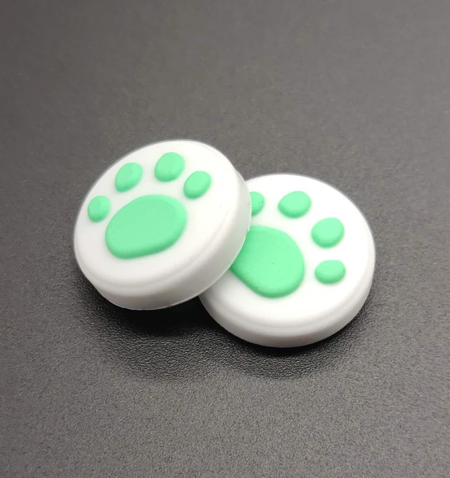 Alt view image 2 of 6 - 2 x Silicone Analog Controller Thumb Stick Joystick Grips Cap for Switch NS & Switch Lite Controller ThumbStick Cute Cat Paw Claw (White-Green)