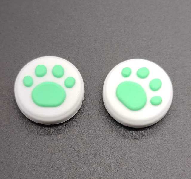 Alt view image 6 of 6 - 2 x Silicone Analog Controller Thumb Stick Joystick Grips Cap for Switch NS & Switch Lite Controller ThumbStick Cute Cat Paw Claw (White-Green)