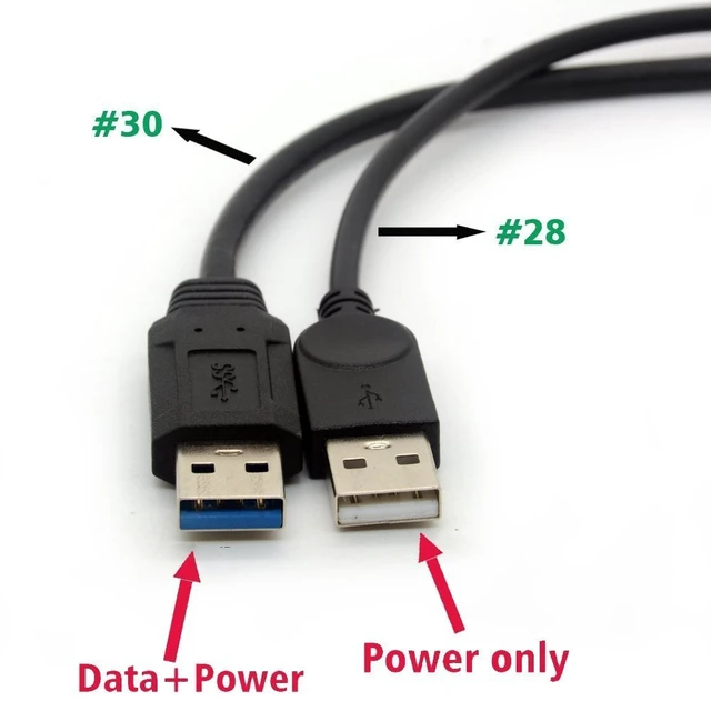 Alt view image 2 of 4 - USB 3.0 Cable Dual Power Charge Cables Y Adapter (30cm) | Type A Lead Male to Female Extension Code 30cm (5Gbps Data Transfer and Charging)