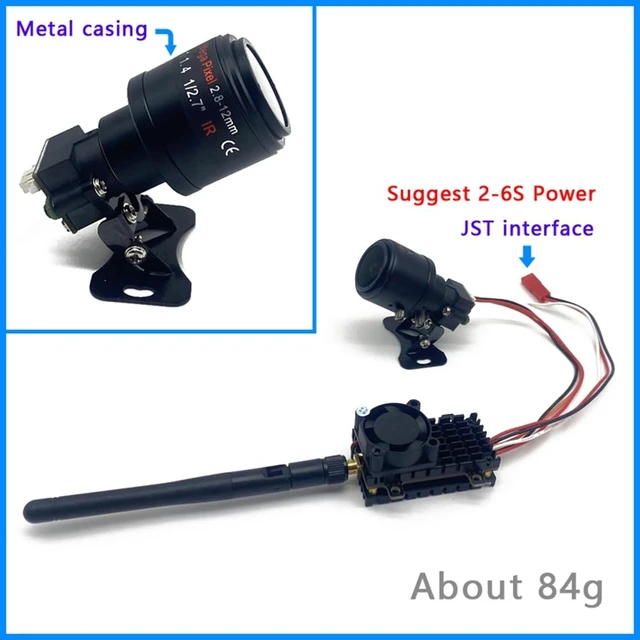 Alt view image 6 of 7 - Over 10km FPV Suit 5.8G 48CH 2000mW FPV Wireless VTX Transmitter and 2.8-12mm Adjustable Camera 1000TVL