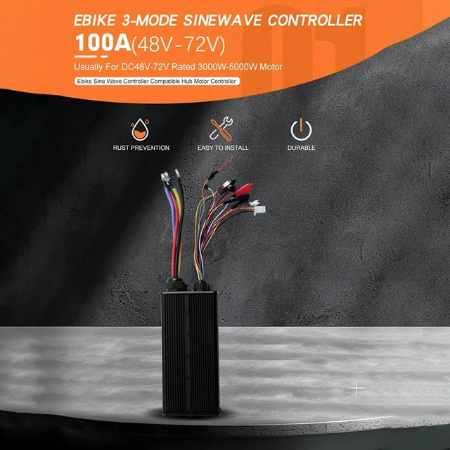Alt view image 2 of 7 - Sine Wave Controller 3-Mode 100A 24-Tube 48V-72V 3000w-5000W Motor for UART No. 2 Communication Protocol