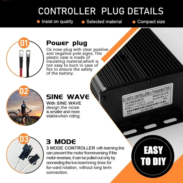 Alt view image 4 of 7 - Sine Wave Controller 3-Mode 100A 24-Tube 48V-72V 3000w-5000W Motor for UART No. 2 Communication Protocol