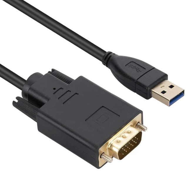 Alt view image 2 of 6 - 1.8m USB 3.0 to VGA Male Cable Converter Adapter 1080P USB3.0 Male to VGA Male for Laptop UHD External Video Projector