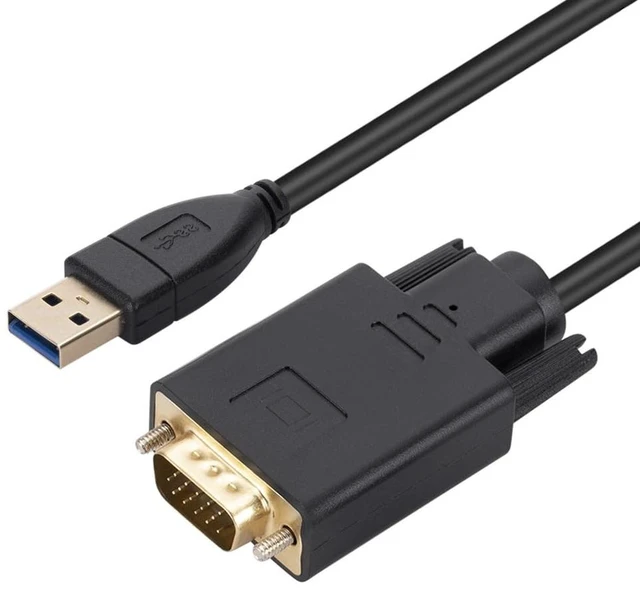 Alt view image 3 of 6 - 1.8m USB 3.0 to VGA Male Cable Converter Adapter 1080P USB3.0 Male to VGA Male for Laptop UHD External Video Projector