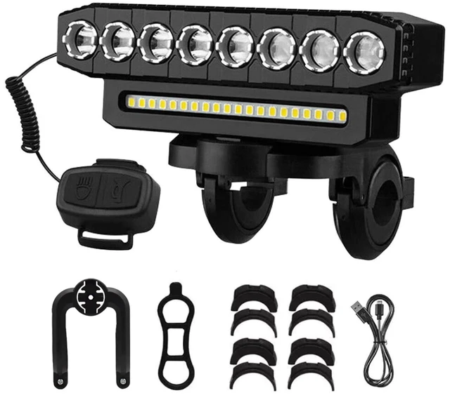 Main image of Bike Light Set USB Rechargeable 4000mAh Headlight 8 LED Tail Light Turn Signals Brake Light 130dB Horn Power Bank Function