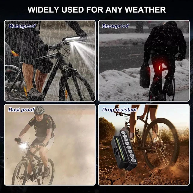Alt view image 6 of 7 - Bike Light Set USB Rechargeable 4000mAh Headlight 8 LED Tail Light Turn Signals Brake Light 130dB Horn Power Bank Function
