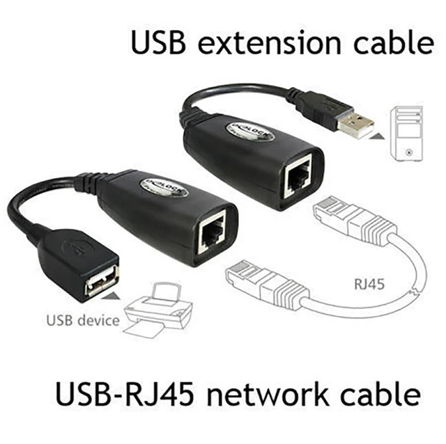 Alt view image 4 of 6 - Self-powered USB 2.0 Male To Female Cat6 Cat5 Cat5e 6 Rj45 LAN Ethernet Network Extender Extension Repeater Adapter Converter Cable