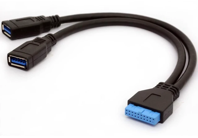 Main image of 20 Pin Header Convert to Two USB 3.0 Female A Type Lead(25cm) | USB 3.0 Motherboard Adapter Cable for DIY Gaming PC