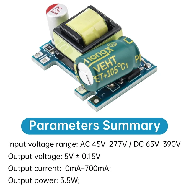 Alt view image 4 of 7 - 1Pcs AC-DC 5V 700mA 3.5W Isolated Switching Power Supply Module Voltage Regulator AC50-270V DC70-390V Input 220V to 5V Converter Buck Modules