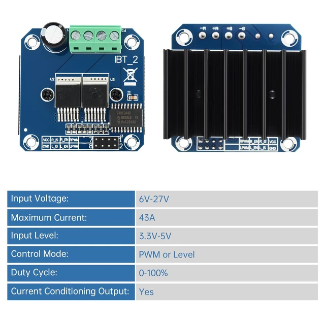 Alt view image 2 of 7 - BTS7960 43A H Bridge High Power Motor Drive Module Smart Car Driver Module