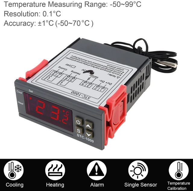 Alt view image 6 of 7 - STC-1000 Digital Temperature Controller DC 12V 10A Digital LED Temperature Controller with NTC Sensor Probe Heating Cooling Centigrade Thermostat 2 Relays Output