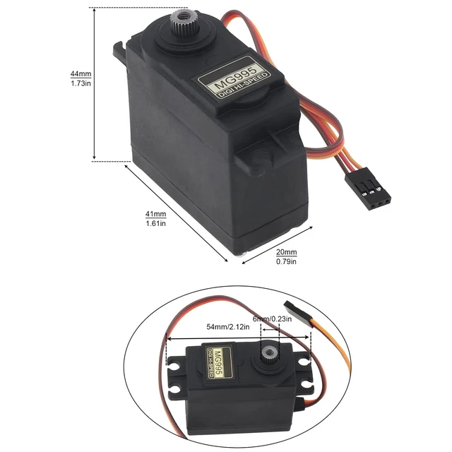 Alt view image 5 of 7 - MG995 Servo Motor Control Angle 180 Degrees Metal Gear High Speed Torque Servo Motor for Smart Car/Robot/RC Helicopter Boat