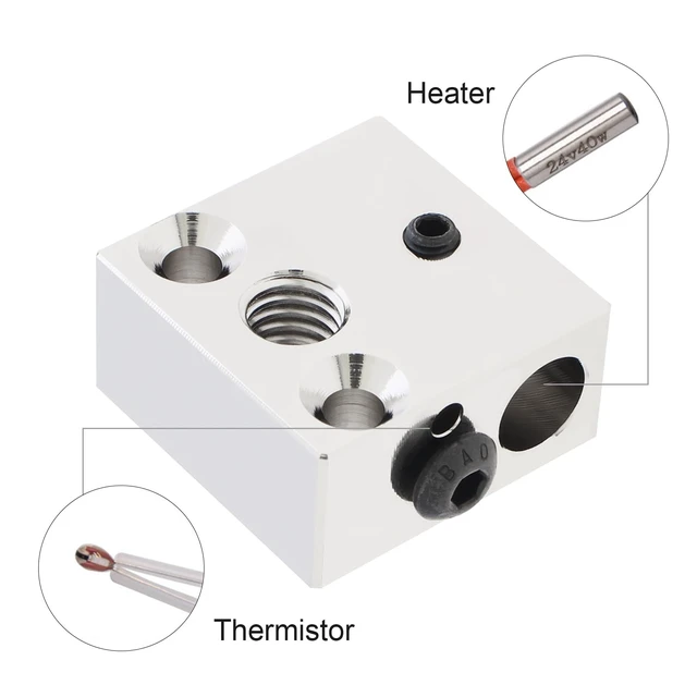 Alt view image 2 of 6 - Upgrade High Temperature CR-10 Nickel Plated Copper Heater Block Fit for MK8 Extruder Ender 3 5 / CR10 / S4 S5 Serial 3D Printer