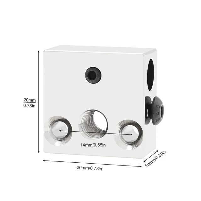 Alt view image 3 of 6 - Upgrade High Temperature CR-10 Nickel Plated Copper Heater Block Fit for MK8 Extruder Ender 3 5 / CR10 / S4 S5 Serial 3D Printer