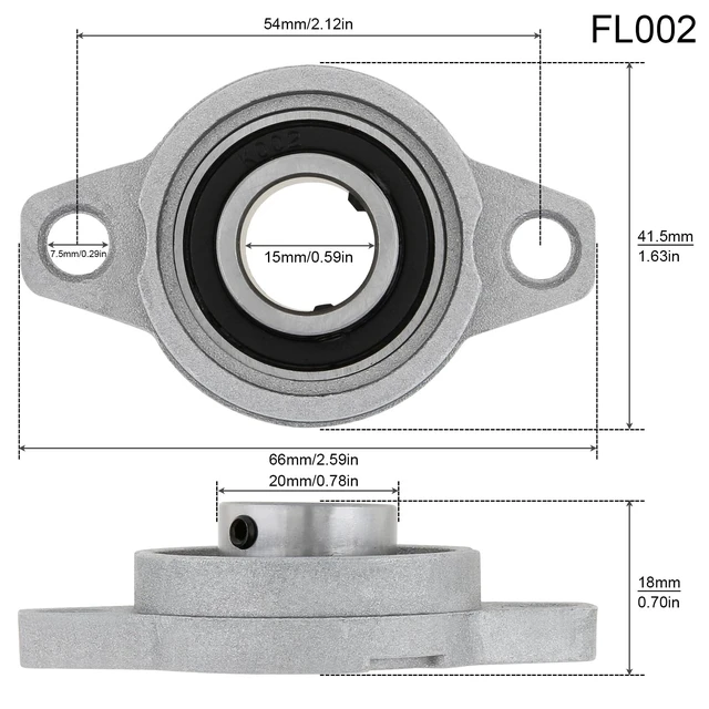 Alt view image 2 of 7 - 4Pcs KFL002 15mm Inner Bore Mounted Flange Mounted Pillow Block Bearings for Diameter 15mm Linear Shaft Rod T8 Lead Screw