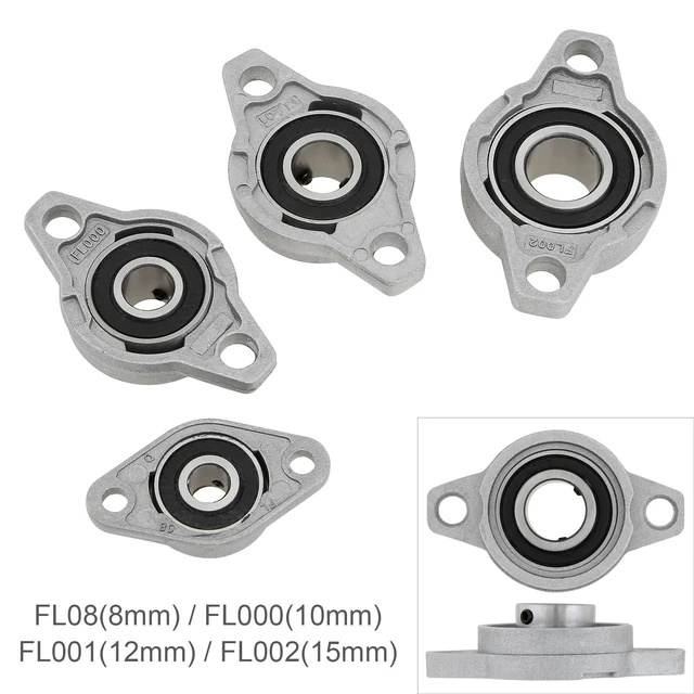 Alt view image 4 of 7 - 4Pcs KFL002 15mm Inner Bore Mounted Flange Mounted Pillow Block Bearings for Diameter 15mm Linear Shaft Rod T8 Lead Screw