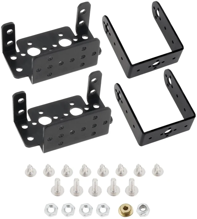 Main image of 2 Sets Pan Tilt Servo Mount Bracket Aluminum Alloy for MG995 MG996R S3003 / U-Shaped L-Shaped Steering Gear Robot Car Boat