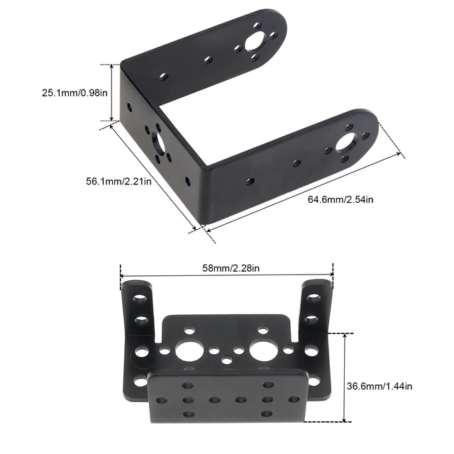 Alt view image 2 of 7 - 2 Sets Pan Tilt Servo Mount Bracket Aluminum Alloy for MG995 MG996R S3003 / U-Shaped L-Shaped Steering Gear Robot Car Boat