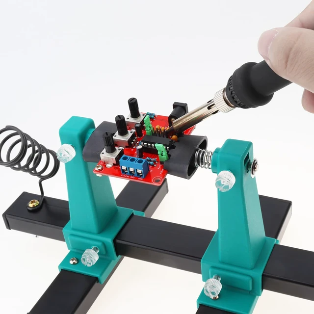 Alt view image 2 of 7 - Adjustable PCB Holder Soldering Clamp with Soldering Iron Pen Holder | Fit for Circuit Board Soldering Desoldering Repair Helping Hand Soldering Tool Holder. 360 Degree Rotation